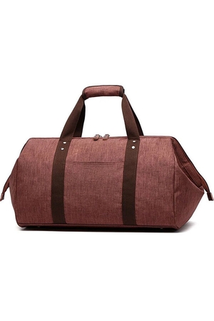 Cestovná taška jednofarebná vintage design nepremokavé plátno kožené detaily vel'ká taška - pojme mnoho