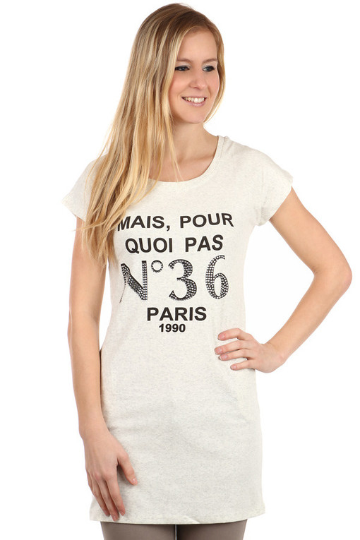 Predĺžené dámske tričko s nápisom Paris