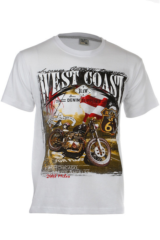 Bavlnené tričko s krátkym rukávom a potlačou motorky