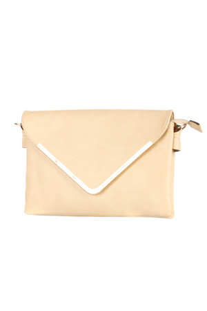 Väčšia listová kabelka alebo malá kabelka so zlatým okrajom. Súčasťou je tiež krátke pútko a dlhý nastaviteľný