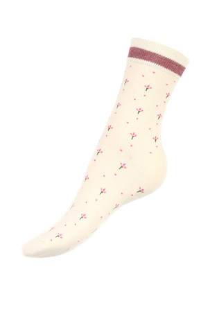 Kvetované dámske ponožky. Materiál: 85% bavlna, 10% polyamid, 5% elastan Dovoz: Maďarsko