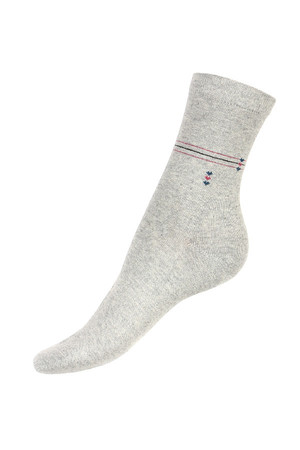 Jednofarebné dámske ponožky s pásikmi. Materiál: 85% bavlna, 10% polyamid