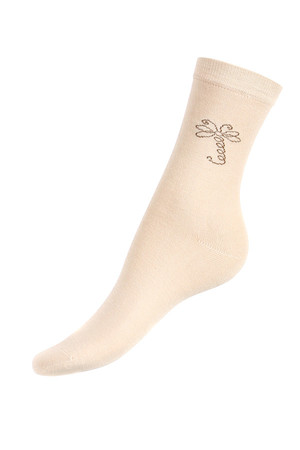 Jednofarebné ponožky s motýľom. Materiál: 85% bambus, 10% polyamid, 5% elastan