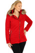 Červený kabátik s kožušinou na kapucni