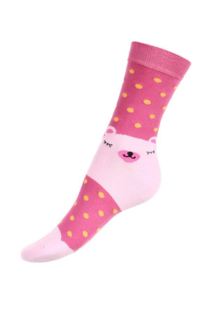 Dámske bodkované ponožky s medveďom. Materiál: 85% bavlna, 10% polyamid, 5% elastan