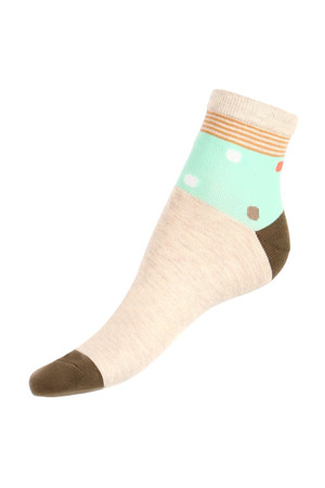 Bodkované farebné ponožky. Materiál: 85% bavlna, 10% polyamid, 5% elastan