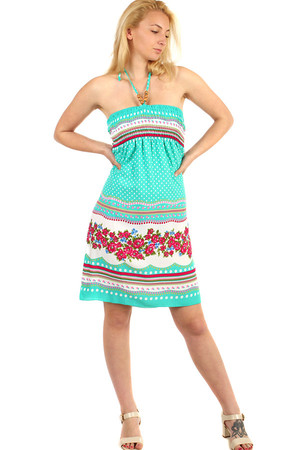 Letné/plážové šaty so zaväzovaním za krkom. Možné nosiť aj iba ako sukňu. Materiál: 100% viskóza. Upozornění: