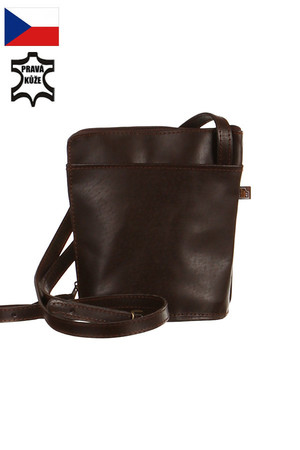 Praktická, ručne vyrobená kabelka z pravej kože nastaviteľný popruh s dĺžkou 140 cm 2 vonkajšie vrecká 17x14 cm