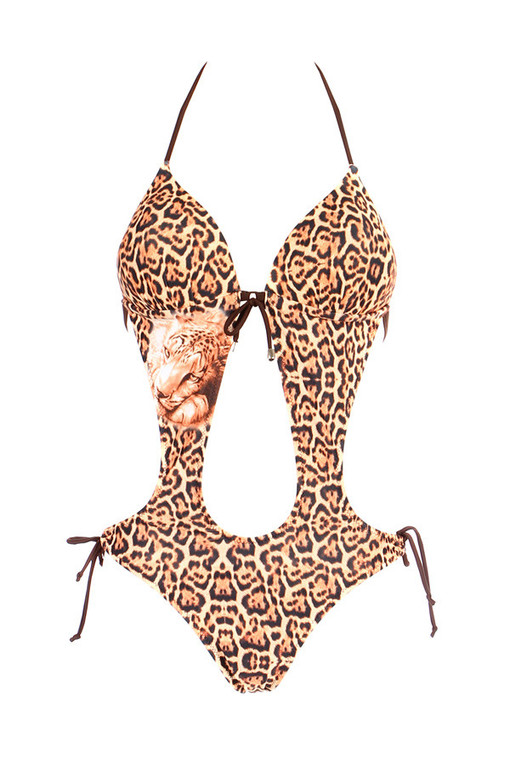 Dámske jednodielne plavky s leopardím vzorom