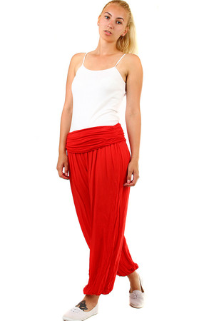 Pohodlné dámske jednofarebné harémové nohavice. Vhodné na leto. široká paleta farieb ľahká tkanina, volný strih,