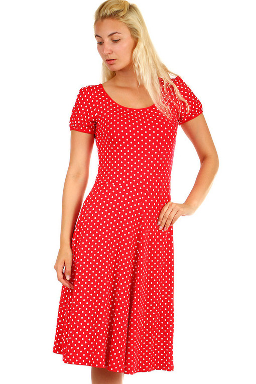 Bodkované červené dámske retro šaty