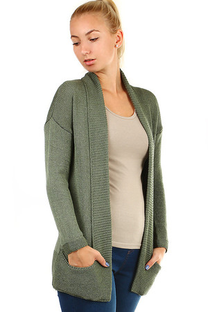 Dámsky jednofarebný pletený sveter bez zapínania. Materiál : 88% akryl, 12% nylon - sv. ružová, tmavo modrá 90%