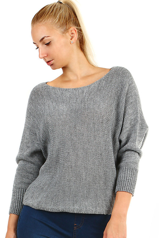 Krátky pletený sveter s netopierími rukávmi