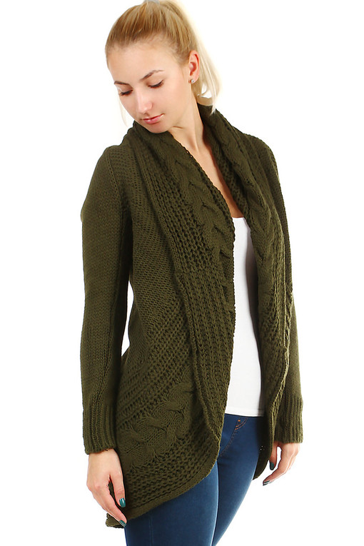 Dámsky pletený sveter bez zapínania