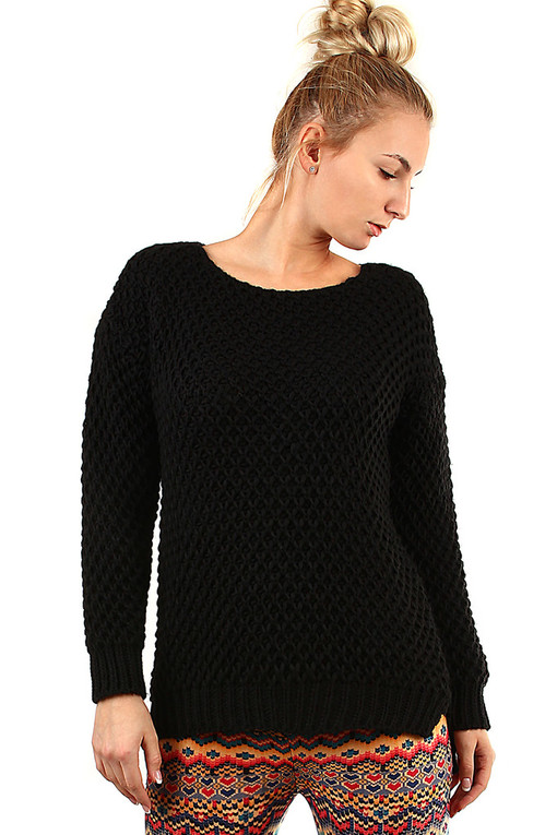 Dámsky pletený sveter s hrubým vzorom