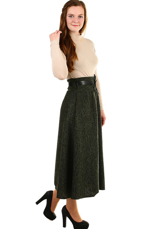 Dlhá dámska úpletová sukňa s melírovaným vzorom