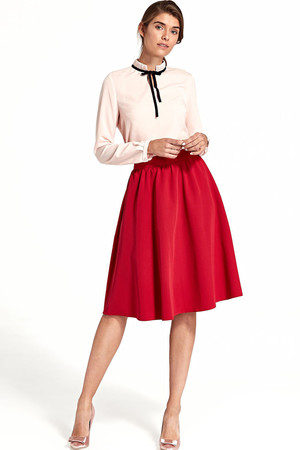 Dámska elegantná sukňa jednofarebné prevedenie mierne riasenie vysoký pevný pás áčkový strih dĺžka po kolená