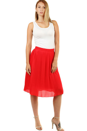 Letná plisovaná dámska sukňa v midi dĺžke nestarnúca klasika dĺžka pod kolená pružná guma všitá v páse vol'ný