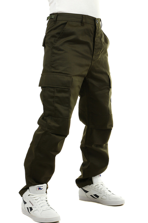 Pánske khaki nohavice s vreckami dlhé nohavice jednofarebné normálna výška pásu so zapínaním na gombíky v páse