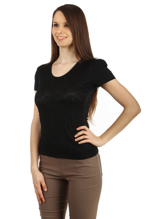 Elegantné dámske čipkované tričko s krátkym rukávom