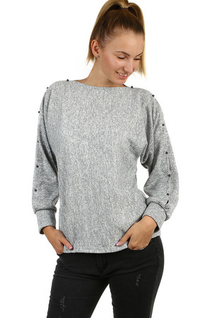 Elegantné dámske tričko jednofarebné melírované prevedenie mikinová silnejšia látka vol'ný pohodlný strih, ktorý