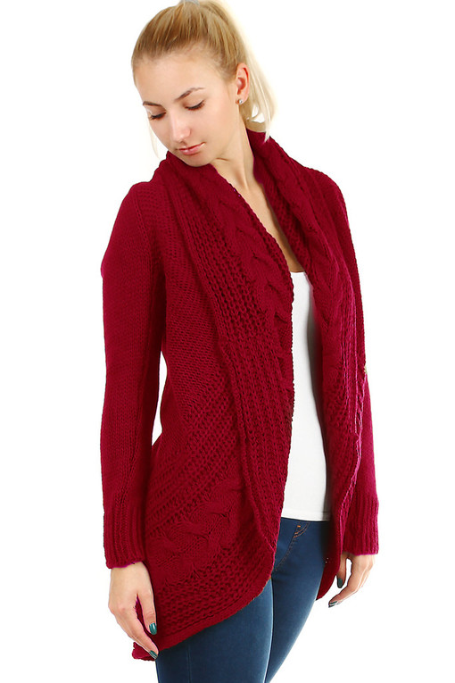 Dámsky pletený sveter bez zapínania