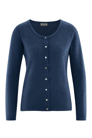 Dámsky prírodný vlnený pletený sveter značky HempAge nadčasová klasika jednofarebné prevedenie zapínanie na