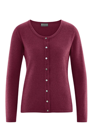 Dámsky prírodný vlnený pletený sveter značky HempAge nadčasová klasika jednofarebné prevedenie zapínanie na