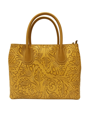 Talianska kožená kabelka s reliéfom kvetov pre pravé dámy originálny doplnok jednofarebné prevedenie kabelka typu