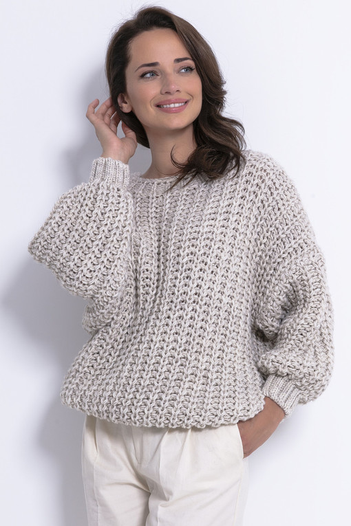 Dámsky husto pletený sveter s vlnou