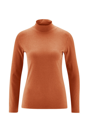 Dámske EKO tričko so stojačikom dlhé rukávy slim fit jednofarebné univerzálna kombinovateľnosť prírodné materiály