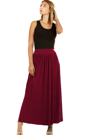 Letná plisovaná dámska sukňa v maxi dĺžke nastarnúca klasika dlhá dĺžka pružná guma všitá v páse vol'ný strih