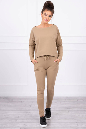 Pohodlná dámska tepláková súprava v minimalistickom designu jednofarebné prevedenie mikina a nohavice voľný strih