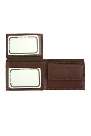 Kožená portmonka menších rozmerov unisex jednoduchý dizajn otváracia s vreckom na mince sloty na platobné karty /