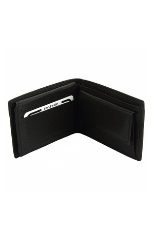 Kožená portmonka menších rozmerov unisex jednoduchý dizajn otváracia s vreckom na mince sloty na platobné karty /