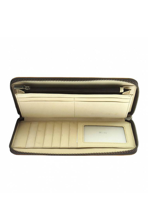 Vintage dámska listová kožená peňaženka tenká vnútri šitá zo svetlej kože praktická jedenásť miest na karty