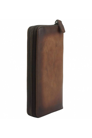 Vintage dámska listová kožená peňaženka tenká vnútri šitá zo svetlej kože praktická jedenásť miest na karty