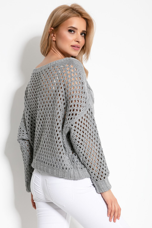 Dierovaný dámsky sveter s prímesou vlny