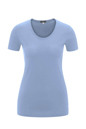 Jednofarebné dámske tričko zo 100% bio bavlny od nemeckej značky LIVING CRAFTS l'ahko prehnutý strih okrúhly výstrih