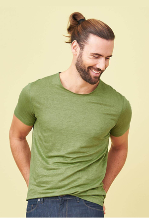Jednoduché pánske tričko z prírodného materiálu nemeckej začky Living Crafts s krátkym rukávom okrúhly výstrih