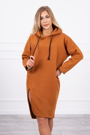 Jednofarebné dámske šaty / mikina s kapucňou dlhý rukáv vysoký podiel bavlny priedušné a pohodlné rovný strih s