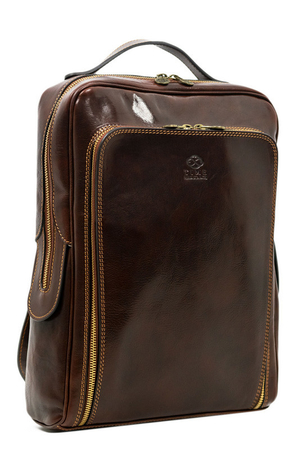 Pravý kožený retro batoh Design Z pravej tel'acej kože pripomínajúci 70. roky a futurizmus Vintage detaily zlúčené s