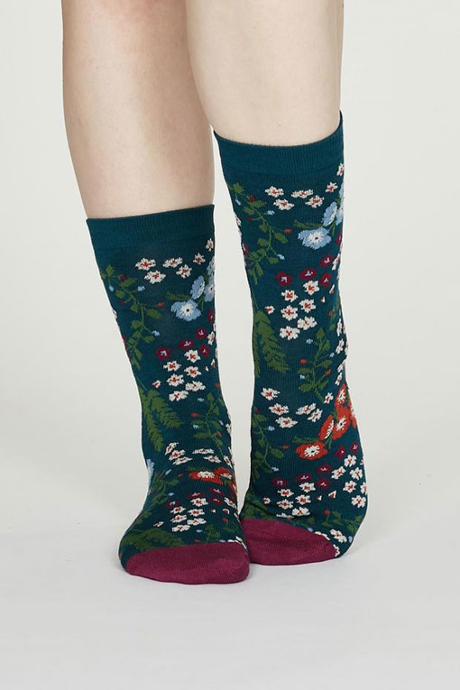 Dámske EKO ponožky s kvetinami