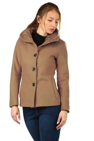 Prechodový dámsky krátky kabát vhodný na jeseň alebo jar vypasovaný kratší strih zapína sa gombíkovou légou