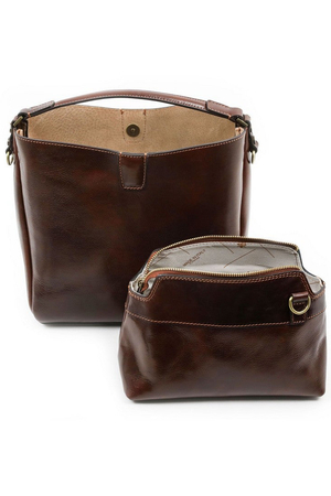 Kožená taška cez rameno a malá kožená kabelka 2v1 z luxusnej rady Premium. Kvalitná talianska kabelka vhodná pre