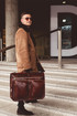 Luxusná talianska kožená taška na oblek