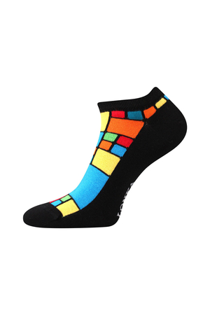 Členkové ponožky s farebnými kockami od českej značky Lonka pružný, nezvieravý lem retiazková alebo ručne šitá