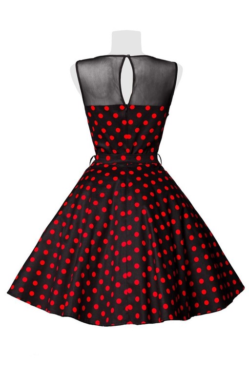 Čierno - červené bodkované šaty