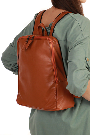 Kožený batoh z pravej kože nie len pre študentov jednofarebný bavlnená podšívka vnútorné vrecko vol'ne prístupné