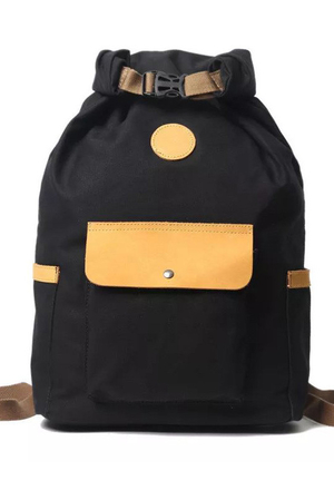 Vel'ký rolovací plátený batoh s koženými detailmi nielen pre študentov kompletne vypodšívkovaný vnútorná,